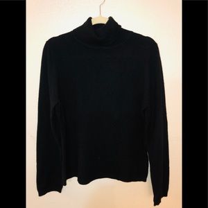 Garnet Hill 100% Cashmere Black Turtleneck Sweater